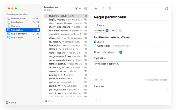 Logiciel Antidote 12 - Francisation d'un lexique spécialisé